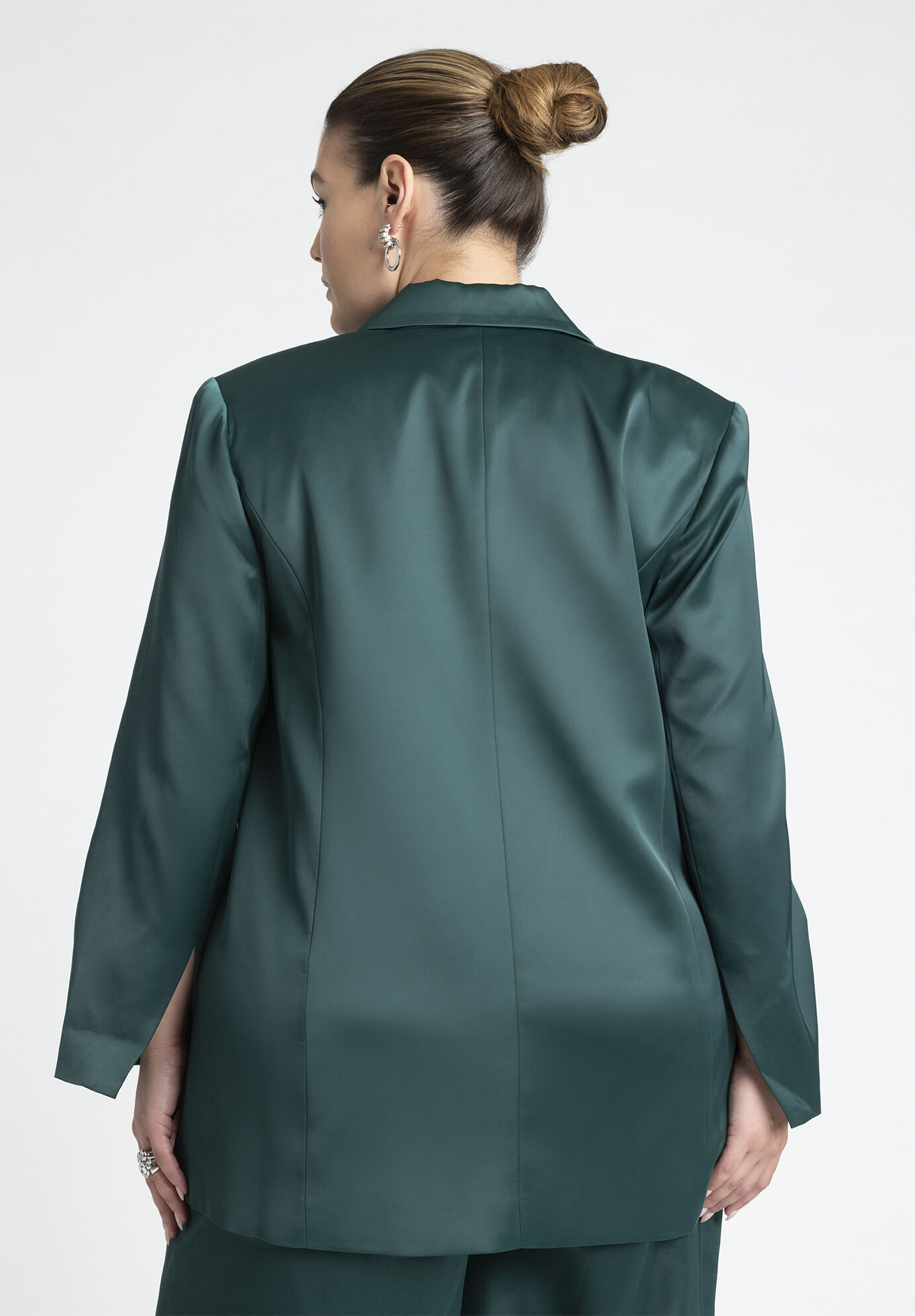 Satin Double Breasted Blazer | Eloquii