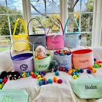 Personalized Seersucker Easter Basket With Name Embroidery, Bunny Design Option | Etsy (US)