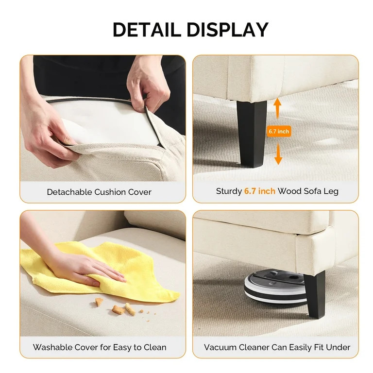 Ktaxon Modern Accent Chair, Linen Single Sofa with Wood Legs, Reading Armchair for Living Room, B... | Walmart (US)