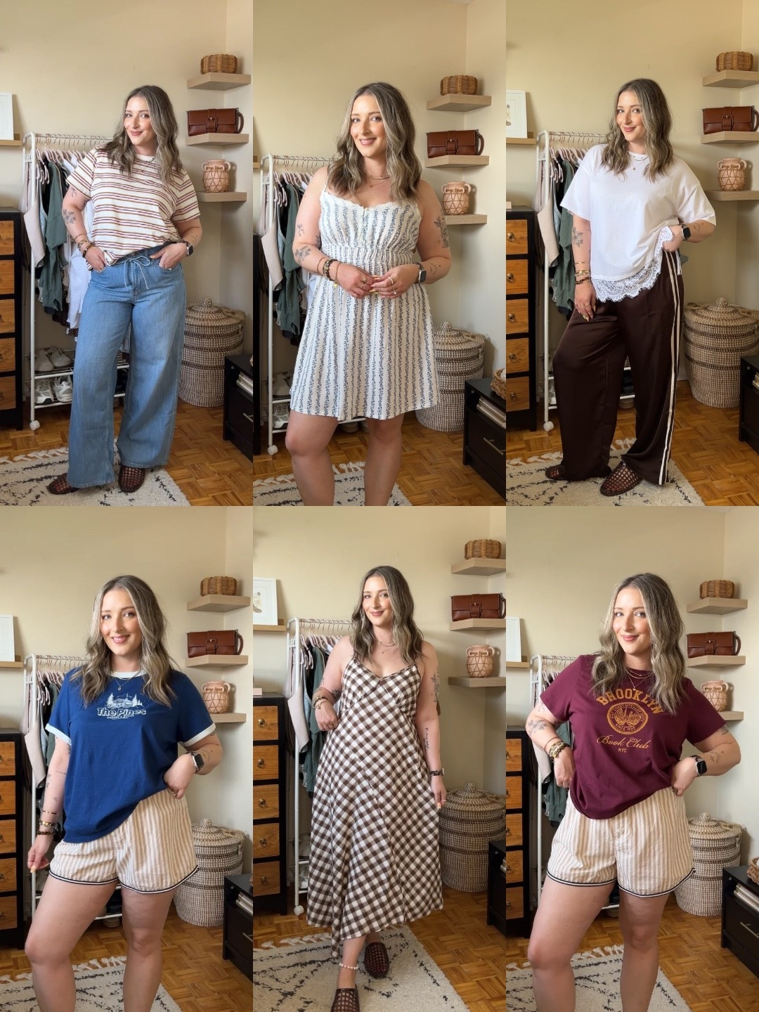 Old Navy Haul! 50% off everything online only @oldnavy #oldnavypartner 💙 Canadian links are under “similar products”. Sized up to XL in the striped tee & graphic tees for an oversized fit. Wearing my usual size 12 in the wide leg jeans. Wearing my usual size L in the track pants, lace trim tee, boxer shorts, and both dresses. Jelly shoes are also Old Navy - I’m a 9.5-10 and wear a 10

#LTKsale #LTKmidsize #LTKdresses