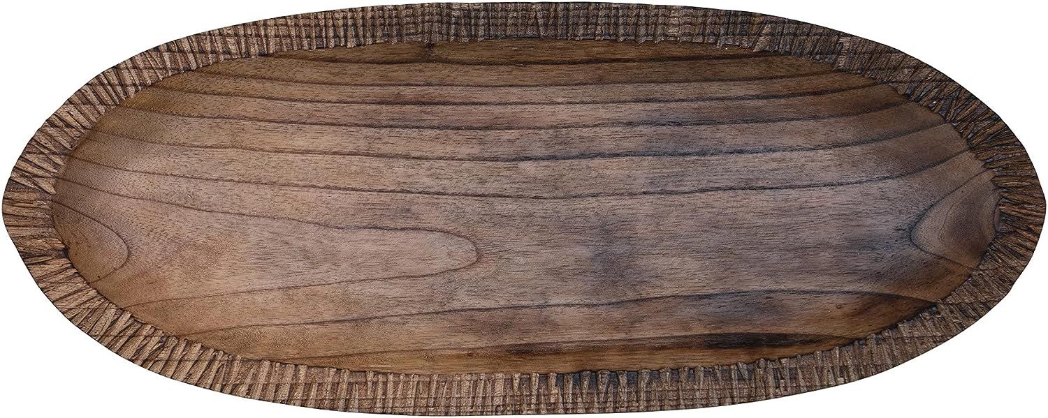 Amazon.com: Bloomingville Hard Teakwood Bowl Carved Edge Tray, Natural : Home & Kitchen | Amazon (US)