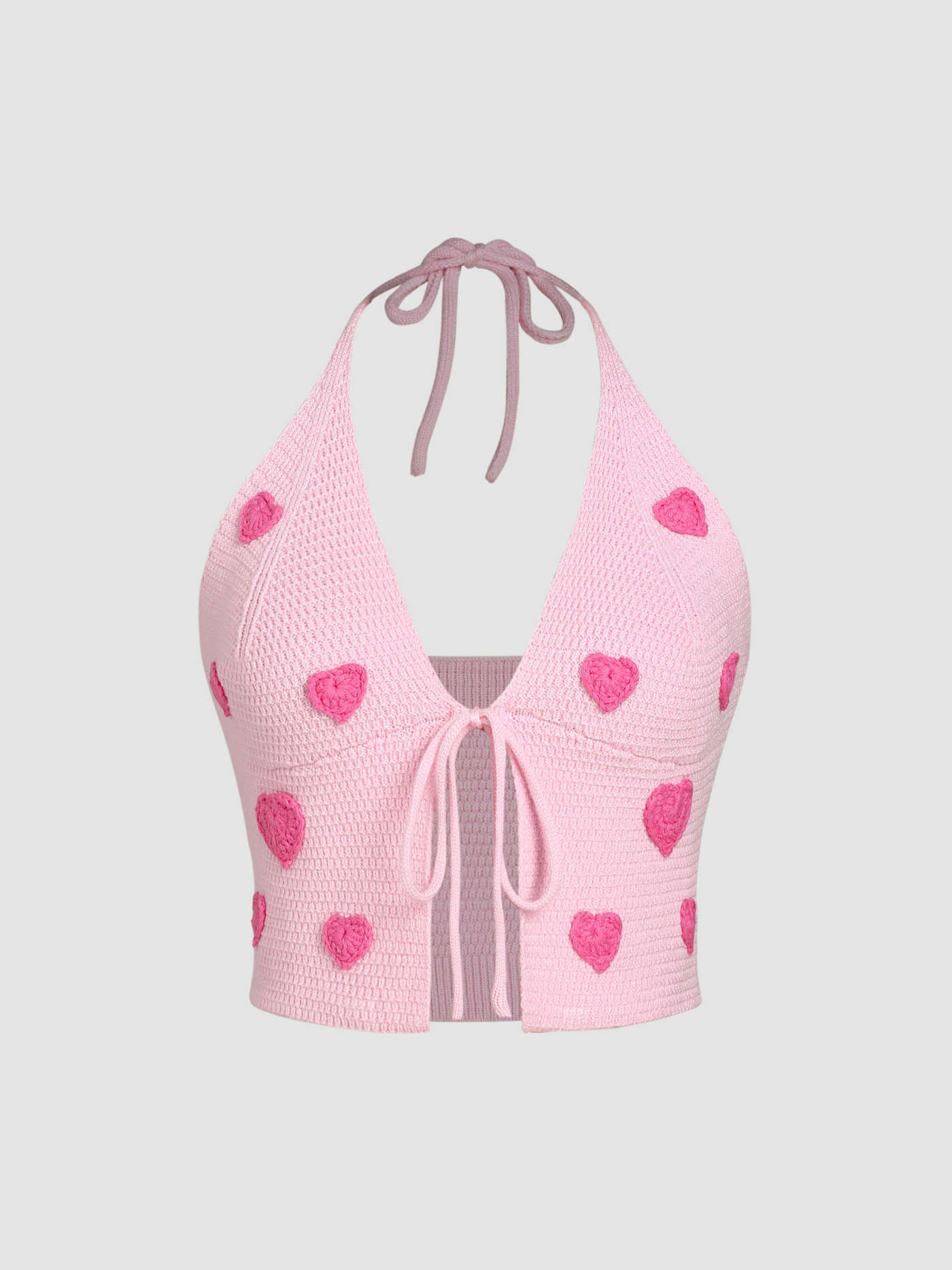 Heart Knit Halter Crop Cami Top | Cider