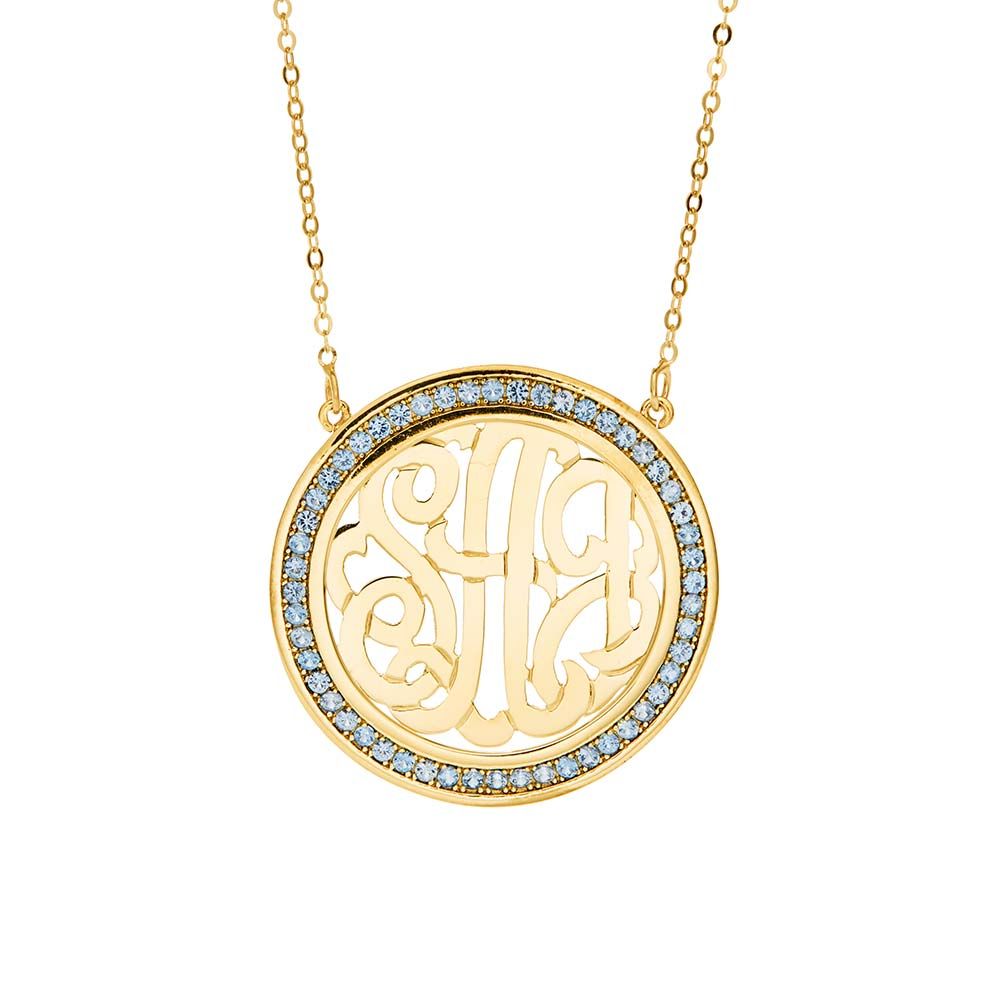 Birthstone Monogram Necklace in Gold 16"" + 2"" ext | Eve's Addiction Jewelry
