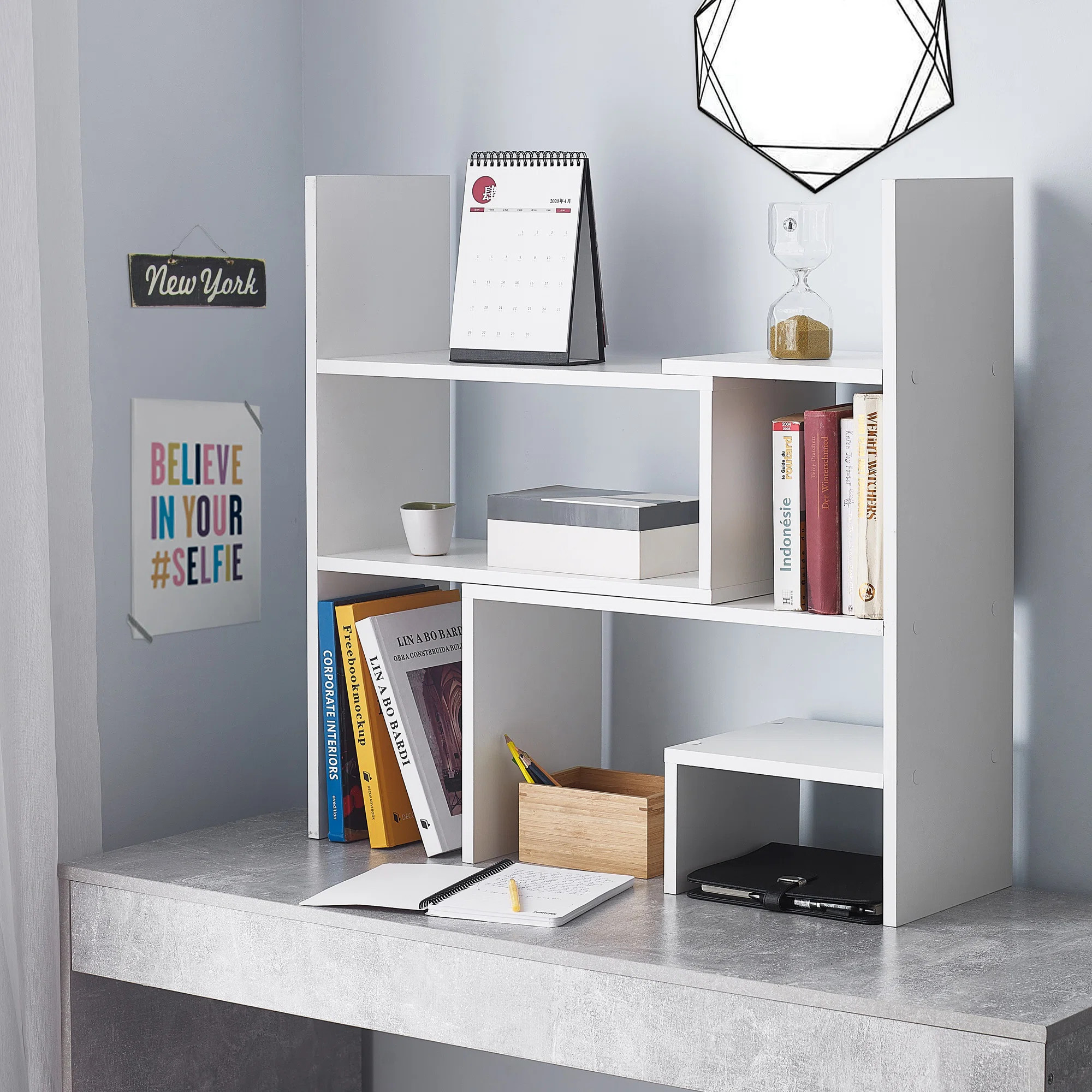 Yak About It Compact Adjustable Dorm Desk Bookshelf | Wayfair North America