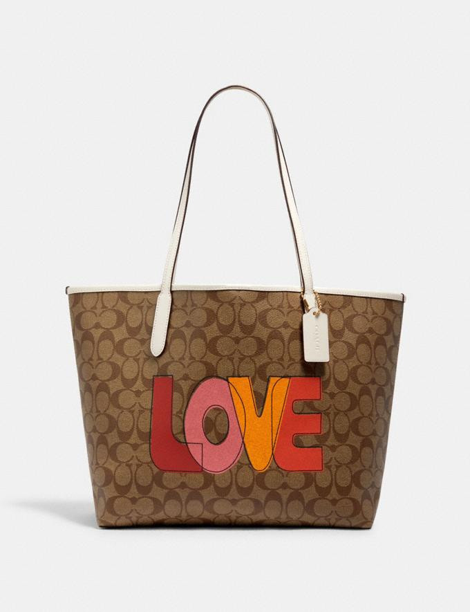 city tote in signature canvas with love print | Coach Outlet US