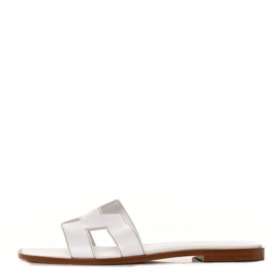 HERMES Box Calfskin Oran Sandals 40 White | FASHIONPHILE (US)