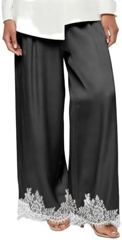Argeousgor Women Satin Silk Pants Wide Leg Dress Trousers Loose Fit Low Rise Baggy Pajama Bottoms... | Amazon (US)