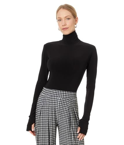 Norma Kamali Women's Slim Fit Long Sleeve Turtle Top Short Black Small | Amazon (US)