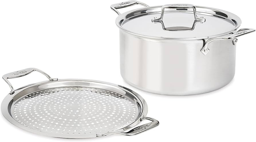 All-Clad D5 5-Ply Brushed Stainless Steel Stockpot with lid and Strain & Splatter Guard, 8-Quart,... | Amazon (US)
