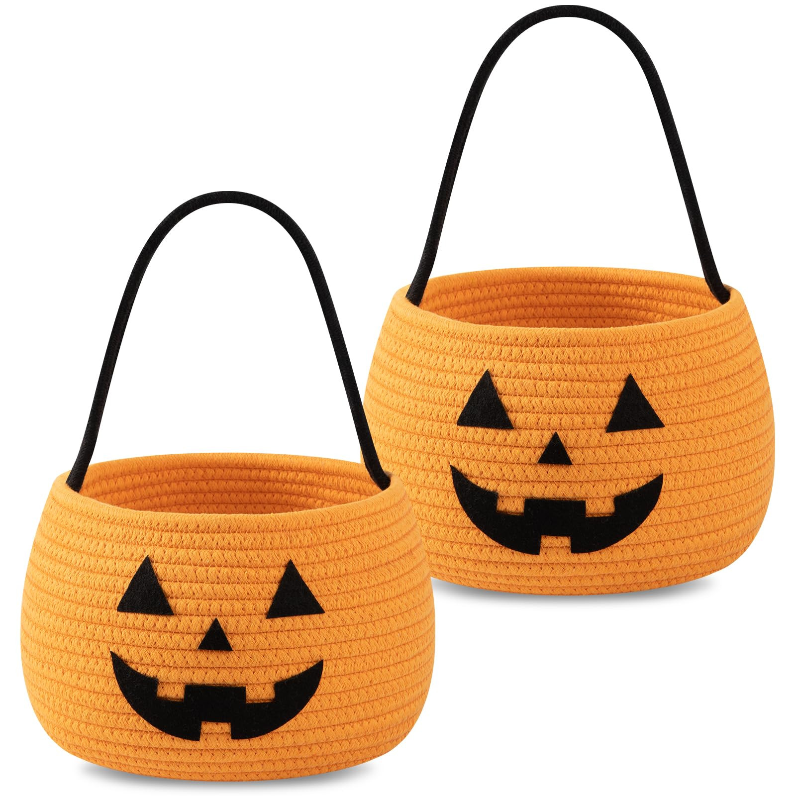 OIAHOMY 2 Pack Halloween Trick or Treat Bucket, Large Halloween Candy Snack Baskets, Pumpkin Face... | Amazon (US)