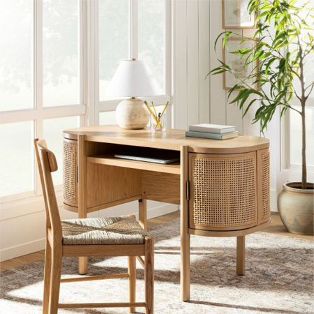 The Portola desk is back and in stock!! Love this came wood desk. Perfect for your WFH - work from home office. Desk chair, faux plants  

#LTKhome #LTKfindsunder100