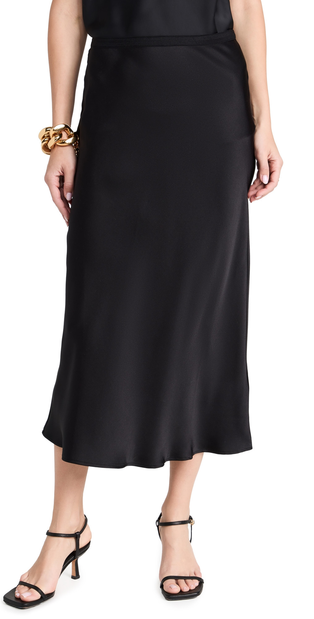 ANINE BING Bar Silk Skirt Black L | Shopbop
