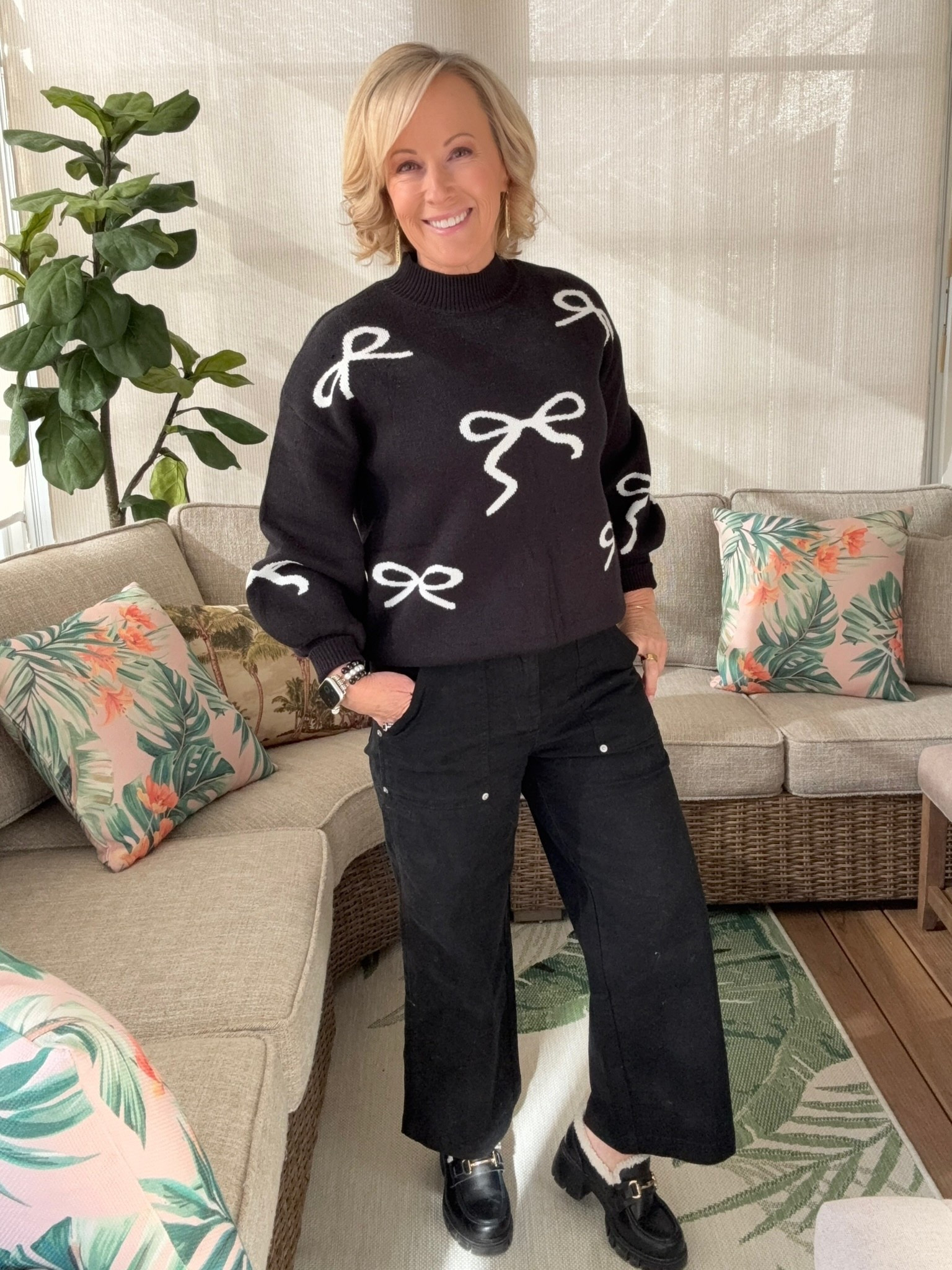 Sometimes all you need is a little fun detail to make a monochromatic outfit stand out! This adorable bow sweater features a mock turtleneck and is cozy for chilly winter days, which pairs perfectly with these wide leg jeans for a sleek look. I topped it off with my favorite platform fur-lined loafers and the best part - this whole look is from Amazon so you can grab everything in one place! Shop my outfit! 

#LTKgrwm #LTKPetite #LTKootd