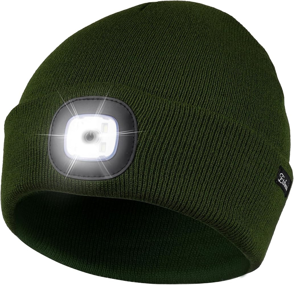 Etsfmoa Unisex Beanie with The Light Gifts for Men Dad Father USB Rechargeable Caps | Amazon (US)