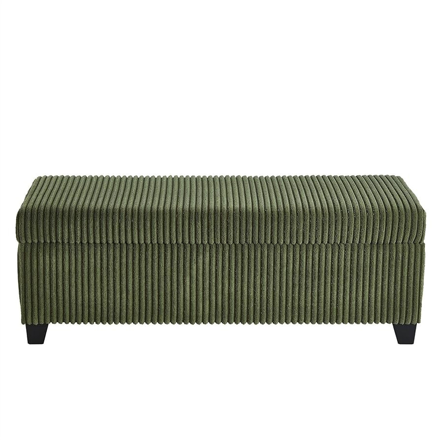 48" Green Ottoman with Storage, Corduroy Storage Ottoman Bench for Bedroom, End of Bed Bench with... | Amazon (US)