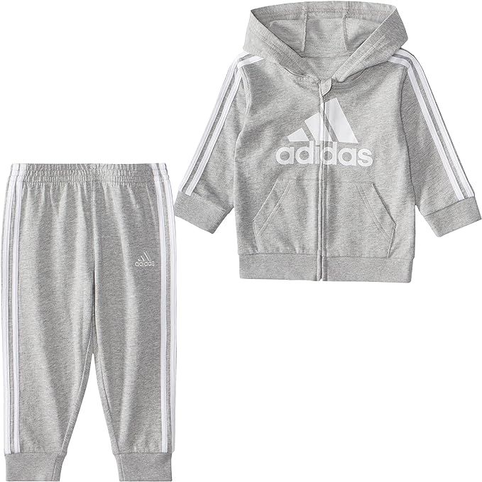 adidas boys Zip Front French Terry Hooded Jacket and Joggers Set | Amazon (US)
