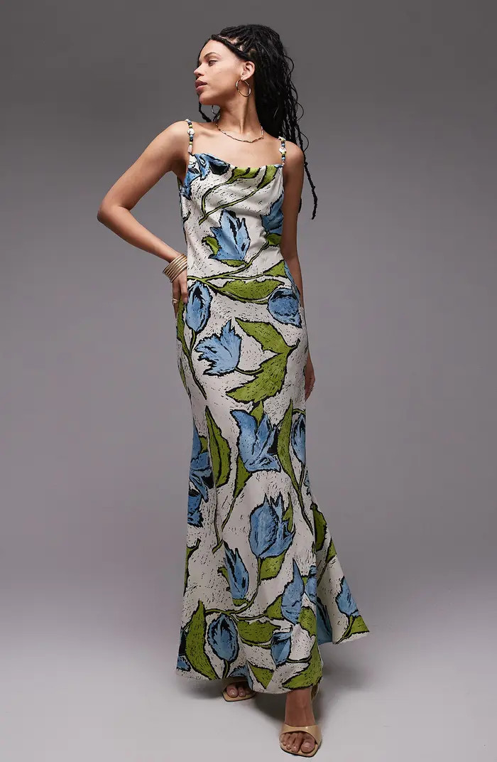 Topshop Cowl Neck Floral Print Dress | Nordstrom | Nordstrom