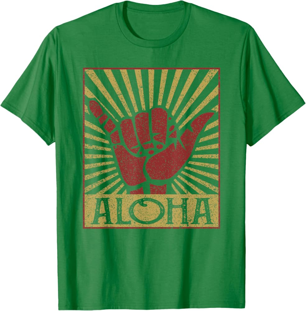 Aloha Hawaiian Hawaii Vintage Distressed Shaka Sign T-Shirt | Amazon (US)