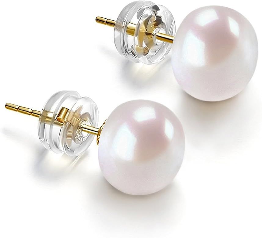 Amazon.com: PAVOI 14K Gold Freshwater Cultured White Button Pearl Stud Earrings - 6.5-7mm: Clothi... | Amazon (US)