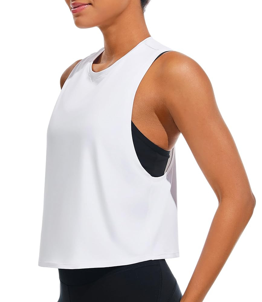 JOYSPELS Ice Silk Crop Workout Tank Tops for Women Quick Dry Sleeveless Loose Fit Athletic Runnin... | Amazon (US)