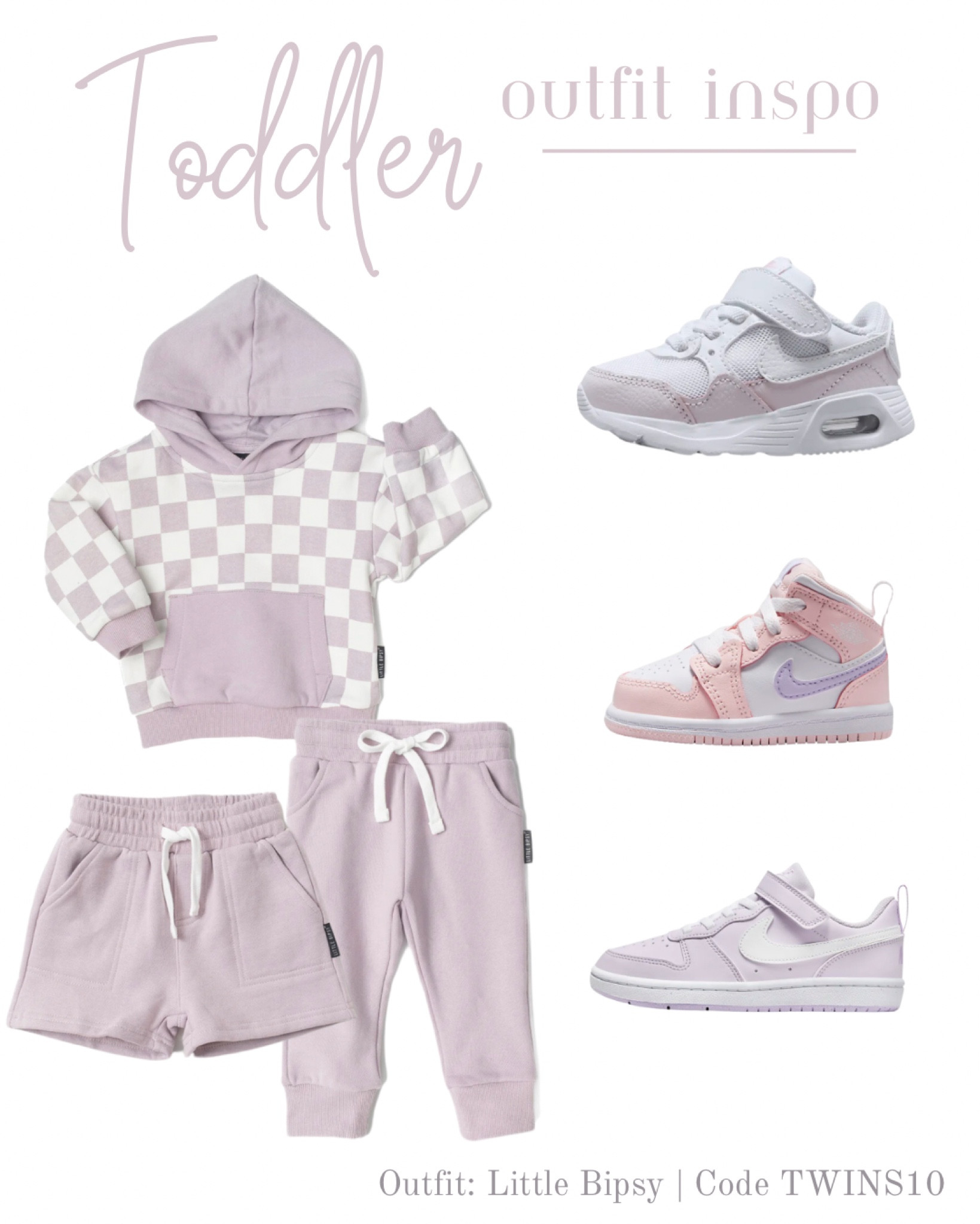 Check’d Out Collection from Little Bipsy Release today! It’s so fun so I had to round up some fun shoes to pair it with! 
Code TWINS10 saves at LB

Follow us on IG @twoandthetwins for more! 

Kids Clothes | Kids Outfits | Casual Kid Clothes | Toddler Outfit Inspo | Lavender Outfit | Shoe Crush | Lavender Nikes | Baby Outfit | Quality Kid Clothes | Baby clothes | Matching Set | LTKunder50 | LTK Kids | Shop small | Toddler shoes | Baby shoes | Big Kid Shoes | Jordans  | Checkered outfit | Hoodie set 

#LTKbaby #LTKkids #LTKshoecrush