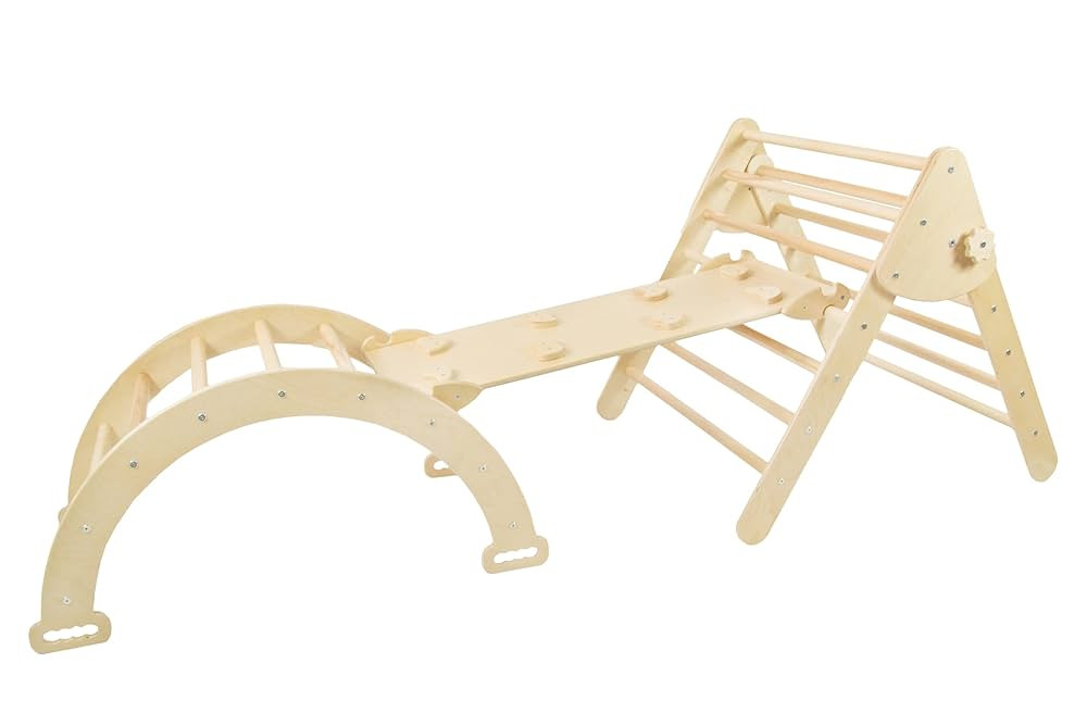 WoodandHearts Triangle with Ramp and Arch - Montessori Climbing Toys for Kids - Set of 3, N. Wood... | Amazon (US)