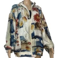 Vintage 90's Designer Oleg Cassini Team Effort Unisex Oversized Blue Tan Silk Bomber Jacket | Etsy (US)