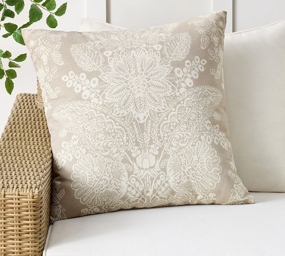 Kravet Heirloom Damask Outdoor Pillow | Pottery Barn (US)