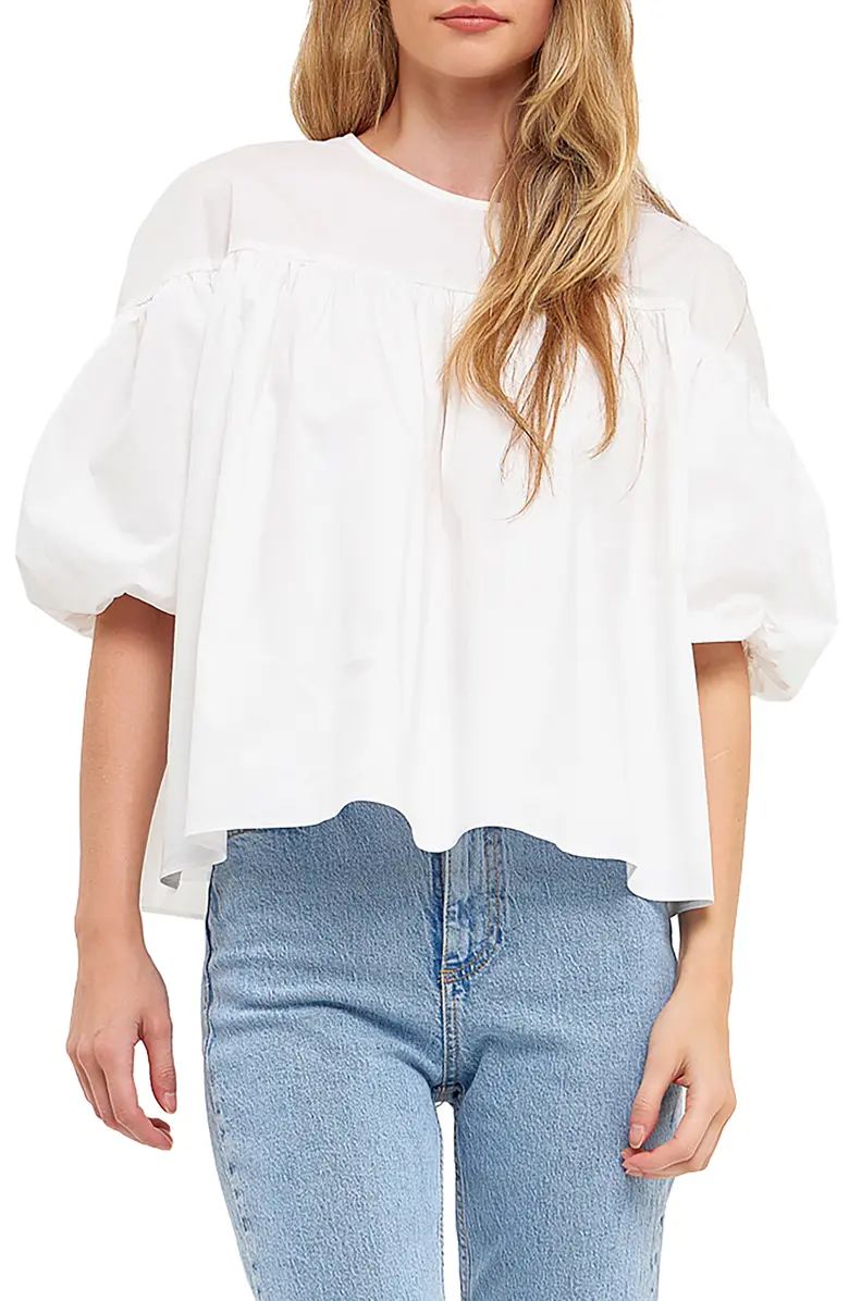 Puff Sleeve Cotton Blouse | Nordstrom