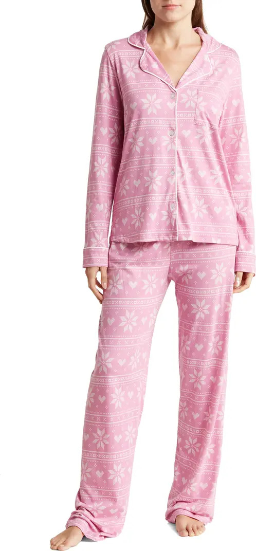 Long Sleeve Button-Up Shirt & Pants Pajamas | Nordstrom Rack
