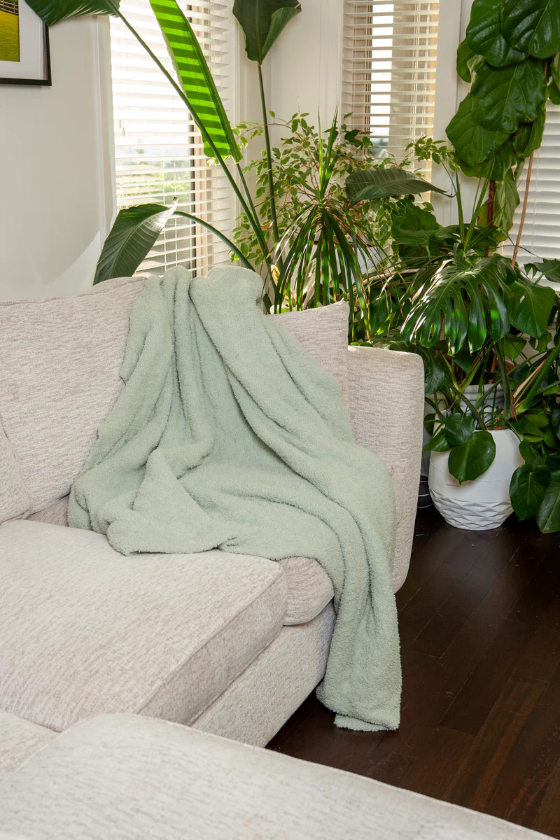 Desert Sage Solid Double Layered Print Throw | Sunset Snuggles