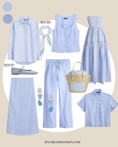 Is a light blue/French blue your preferred summer outfit color? From blue straw bags to blue linen shirts and linen pants, light blue is a great refreshing color that also acts as a neutral!

#LTKFindsUnder50 #LTKFindsUnder100 #LTKSeasonal