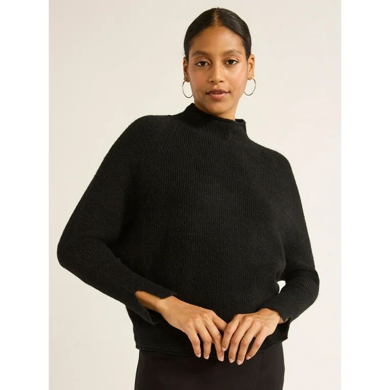 Scoop Women's Ribbed Mock Neck Sweater, Lightweight, Sizes XS-XXL | Walmart (US)