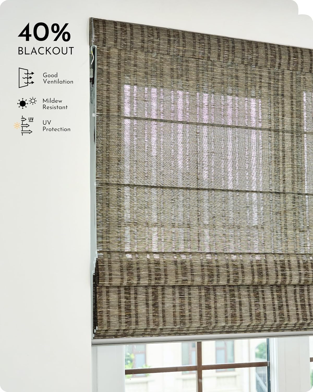 Graywind Smart Natural Roman Shades Compatible with Alexa Google Rechargeable Light Filtering Mot... | Amazon (US)