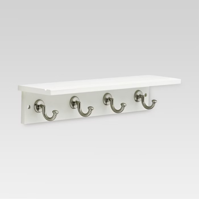 18" Hennepin Hook Rack with Ledge - White/Satin Nickel - Threshold™ | Target