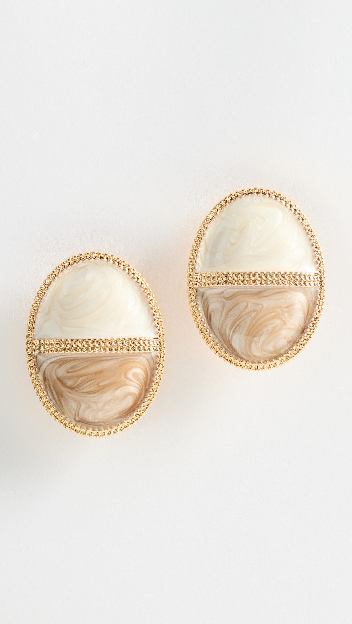 By Adina Eden Colored Two-Tone Stone Oval Stud Earrings Grey One Size | Shopbop