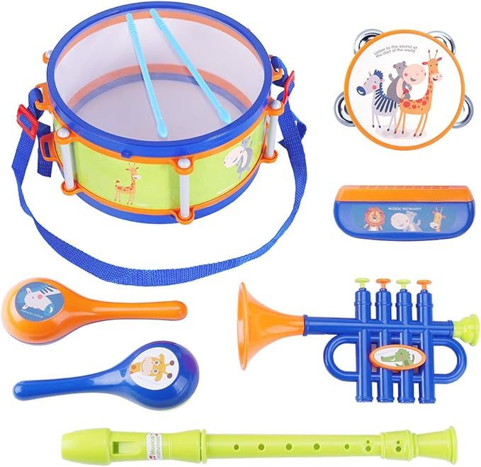 iPlay, iLearn Toddler Musical Instruments Toys, Kids Drum Set, Baby Trumpet, Percussion, Harmonic... | Amazon (US)