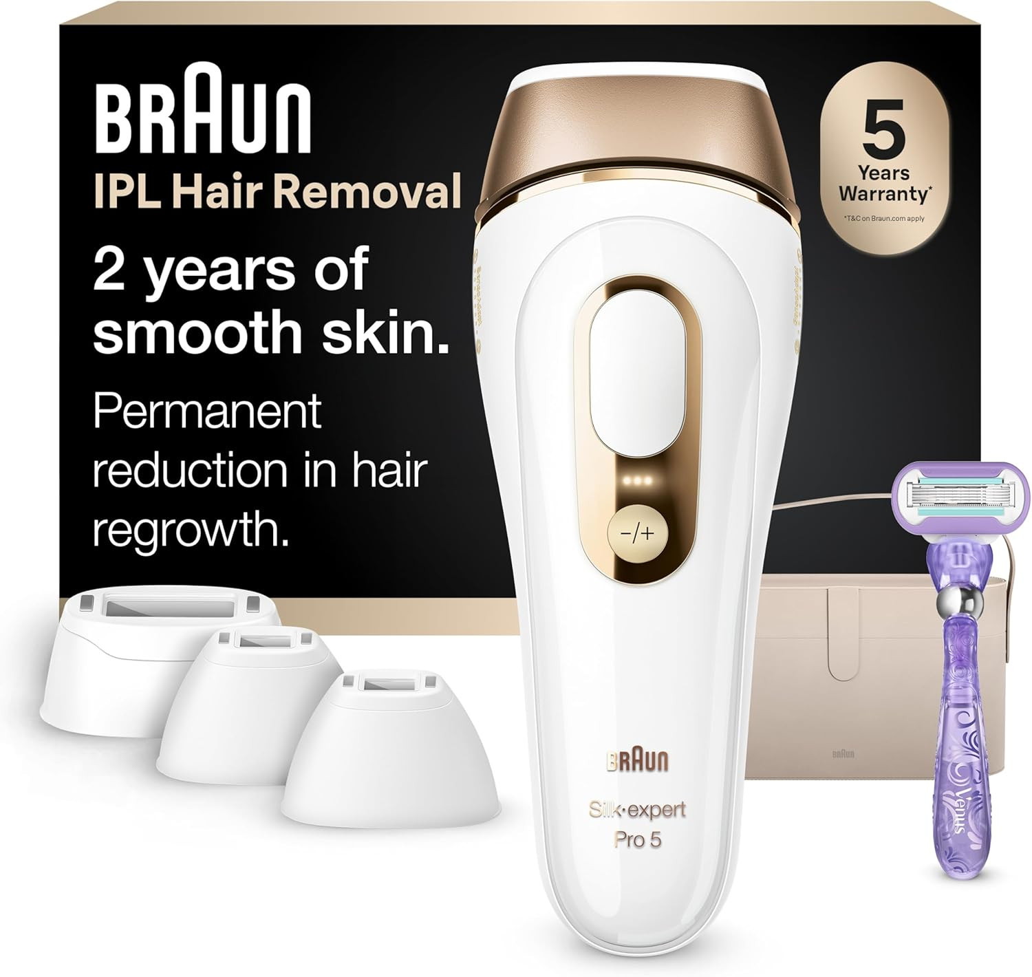 Braun IPL, Silk·Expert Pro 5, IPL Hair Removal for Women and Men, Permanent Laser Hair Reduction... | Amazon (US)