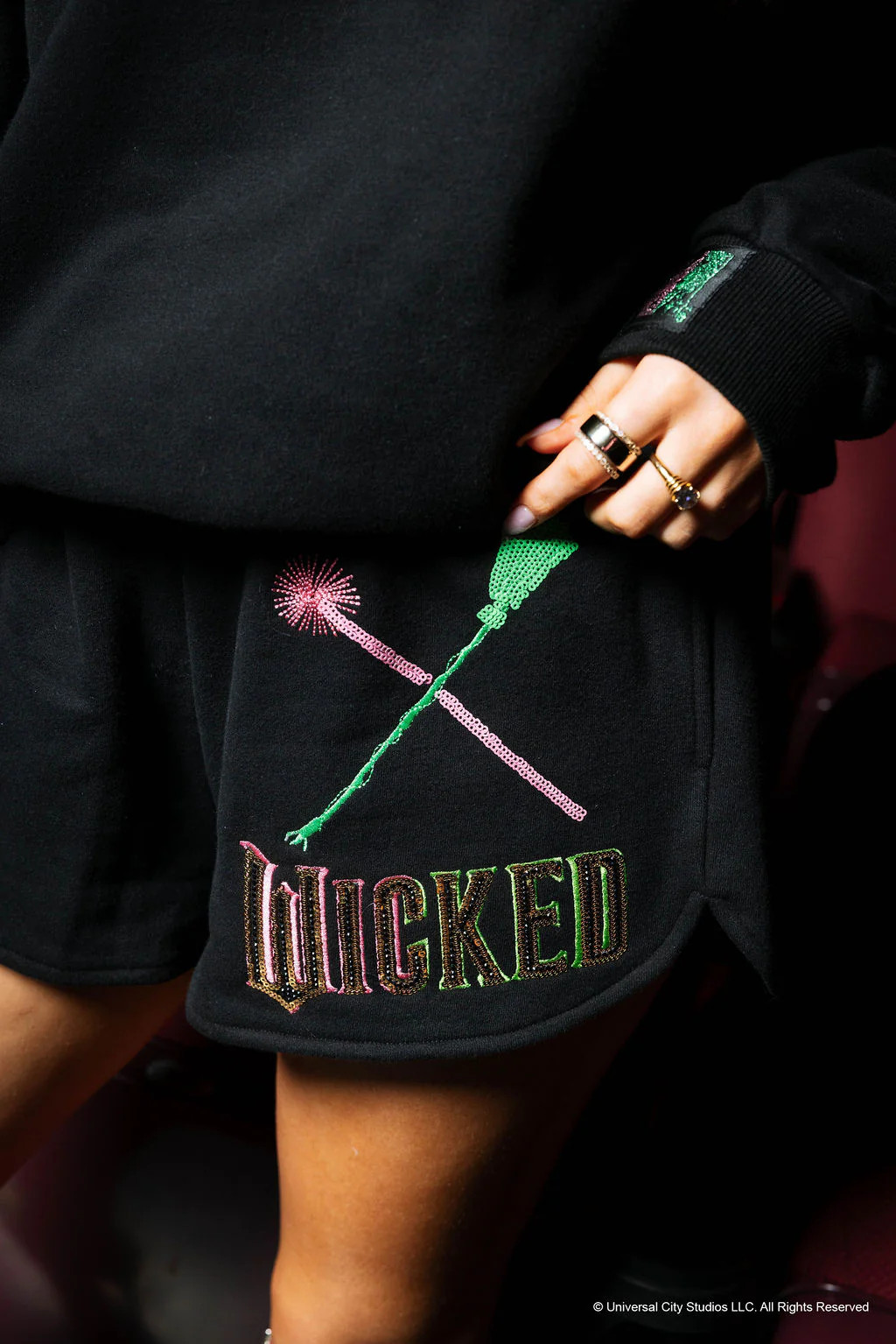 Licensed Black Broom and Wand Short | Queen of Sparkles