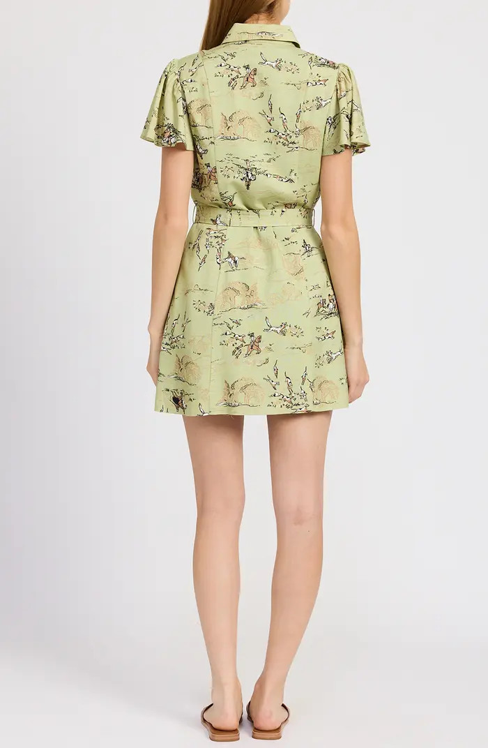 En Saison Brooks Hunt Print Short Sleeve Mini Shirtdress | Nordstrom | Nordstrom