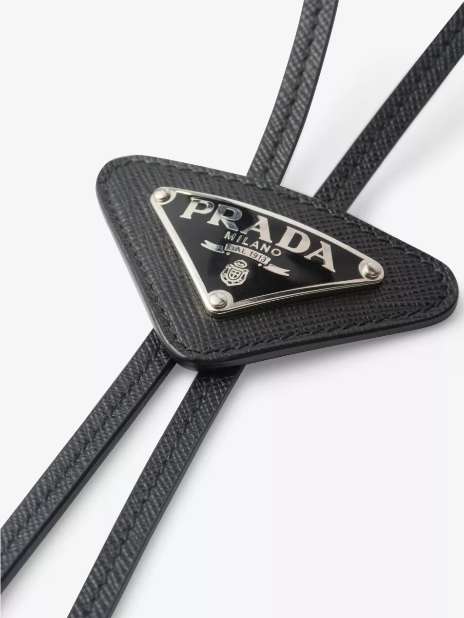 Triangular logo-plaque leather bolo tie | Selfridges