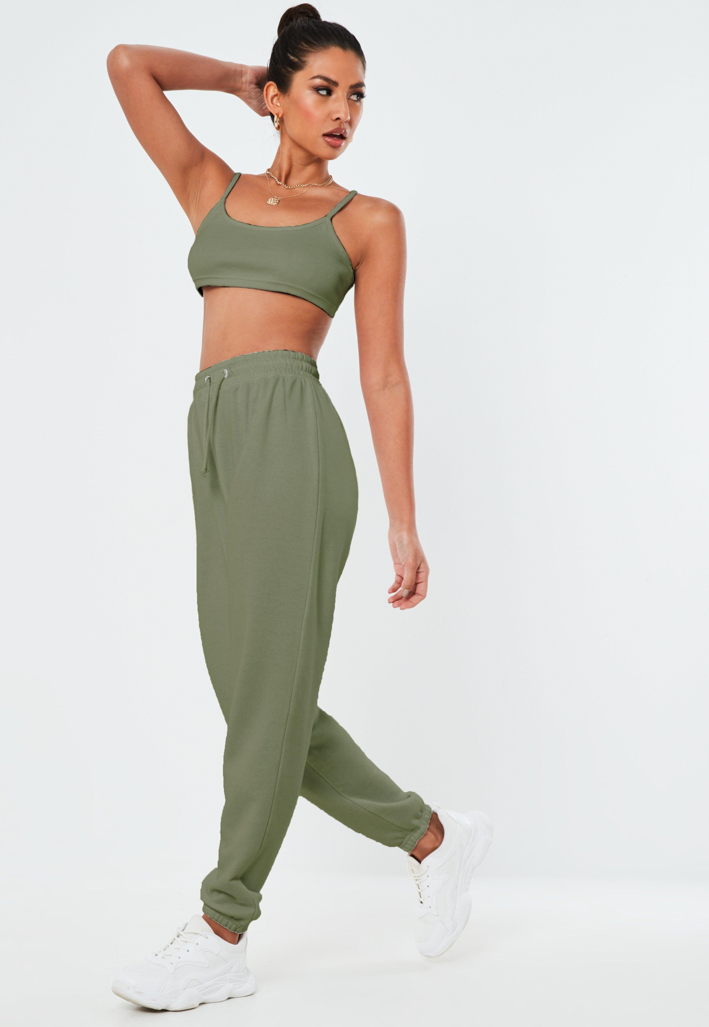Missguided - Khaki Rib Bralet And Joggers Co Ord Set | Missguided (UK & IE)
