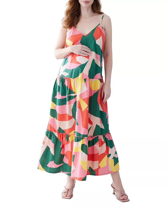 Cotton Sleeveless Tiered Maxi Maternity Dress | Bloomingdale's (US)