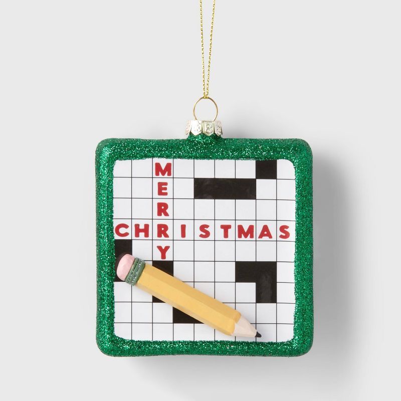 4" Crossword Puzzle Glass Christmas Tree Ornament - Wondershop™ | Target