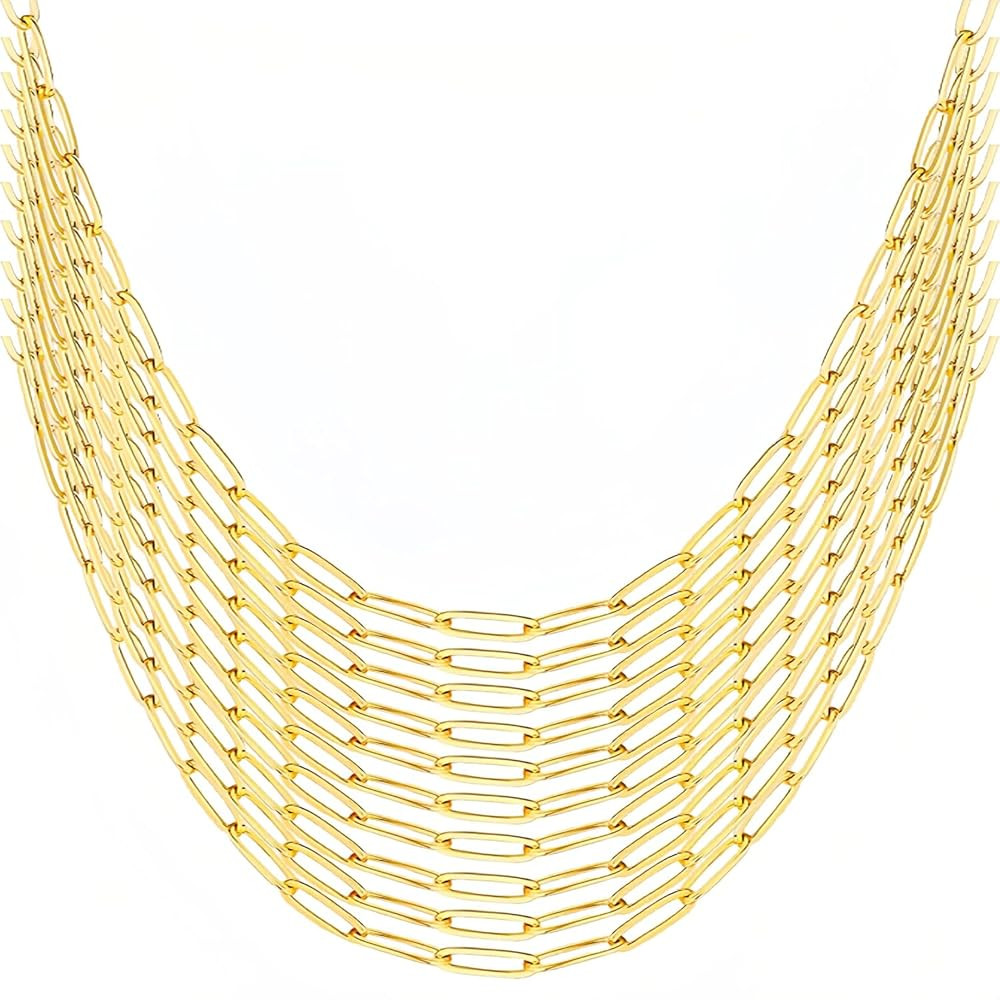 Gold Paperclip Chain Necklace for Women 10pcs 18inch 3X9mm Gold Chains for jewelry Making Stainle... | Amazon (US)