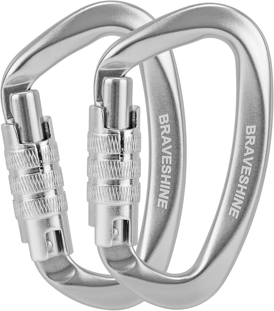 BRAVESHINE 2 Pack Twist Locking Carabiner Clips Heavy Duty, 12KN Auto Locking Aluminum Carabiner,... | Amazon (UK)