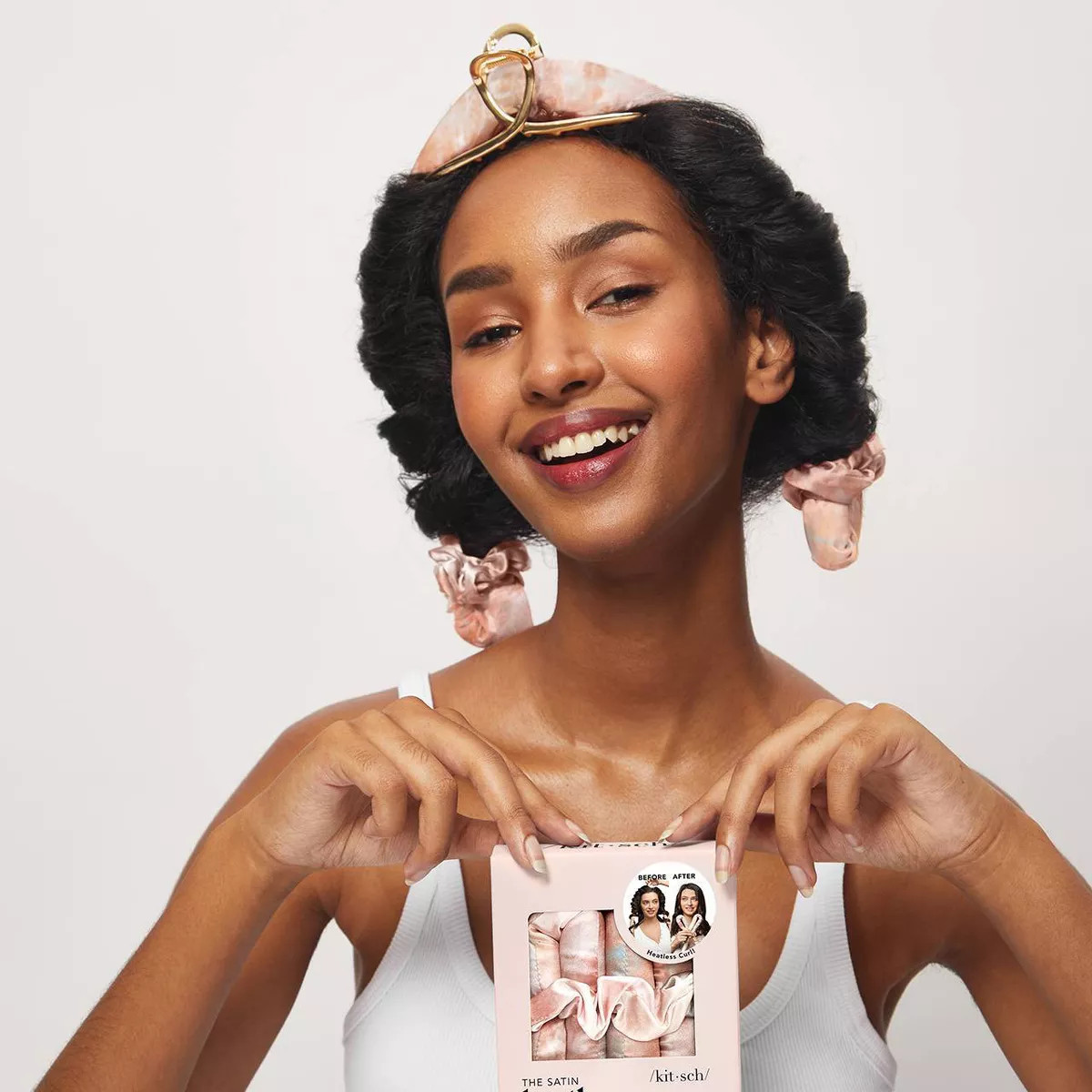 Kitsch Satin Heatless Curling Set Sunset Tie Dye Flexible Construction Hair Roller - 4pc | Target