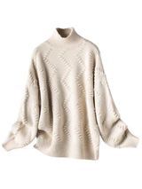 'Hertha' Wave Pattern Knitted Funnel-neck Sweater (3 Colors) | Goodnight Macaroon