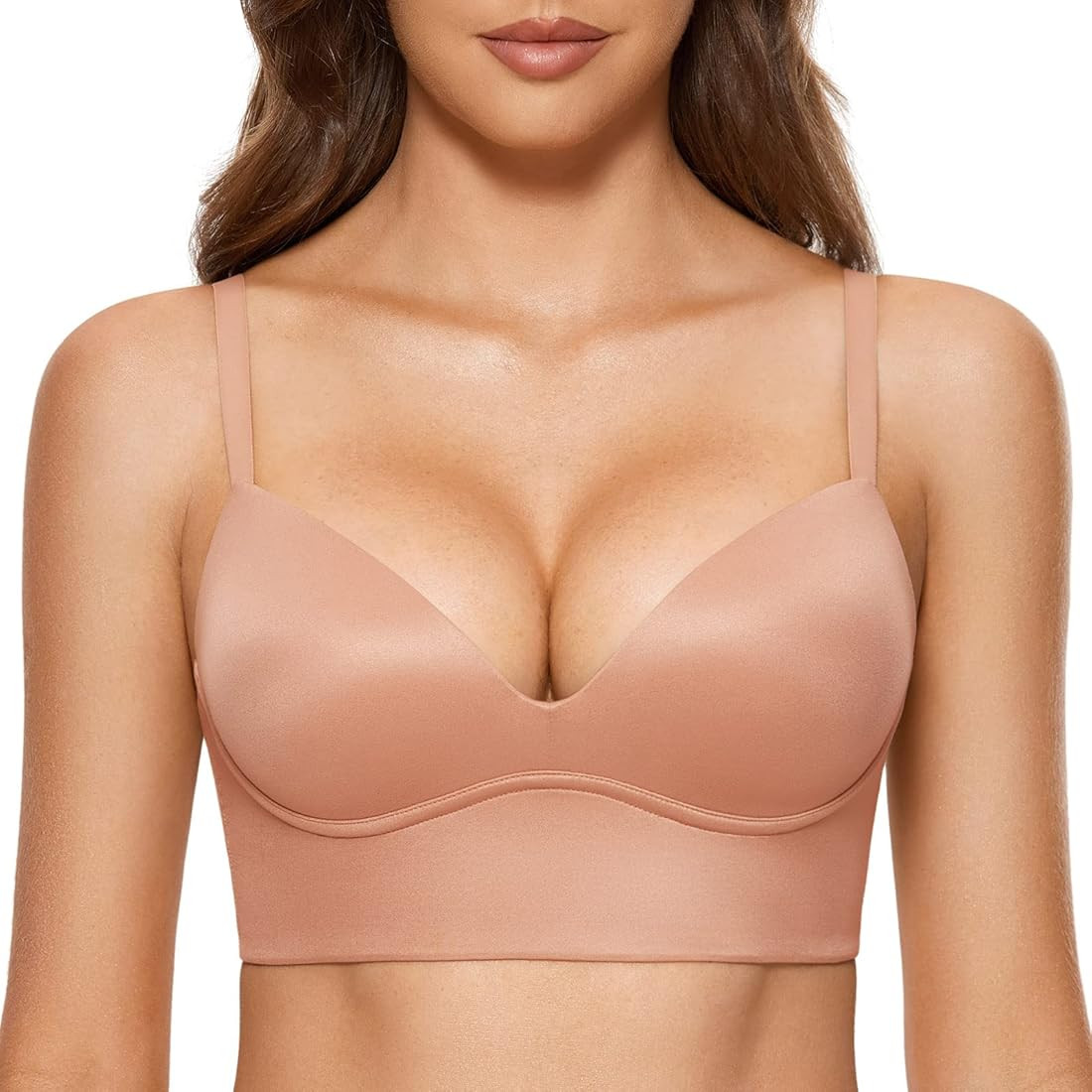 DOBREVA Women's Push Up Wireless Bra Padded T Shirt Bras No Underwire Plunge | Amazon (US)