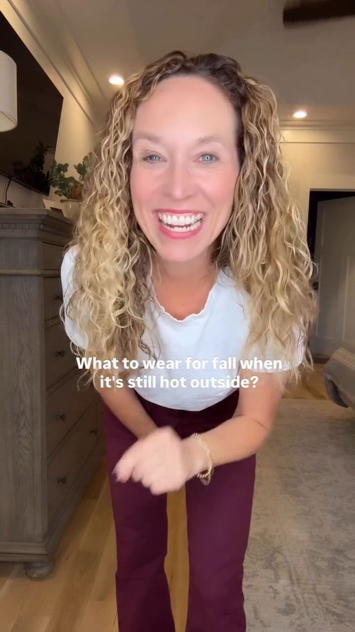 Day six of easy outfit formulas for fall when it's still hot!!🍁

Today's formula:
White tee
+
Fall colored denim
+
Sweater
= easy, casual fall outfit!!

These burgundy denim are a great way to add a fall color to a casual outfit!  The sweater is perfect for chilly mornings or evenings!  Or to throw over your shoulders when it's warmer!

Comment shop for links!🔗. See you tomorrow for day 7!

#fashionover40 #midlifestyle #styleover50 #falloutfitformula #fallfashion #whattowearforfall